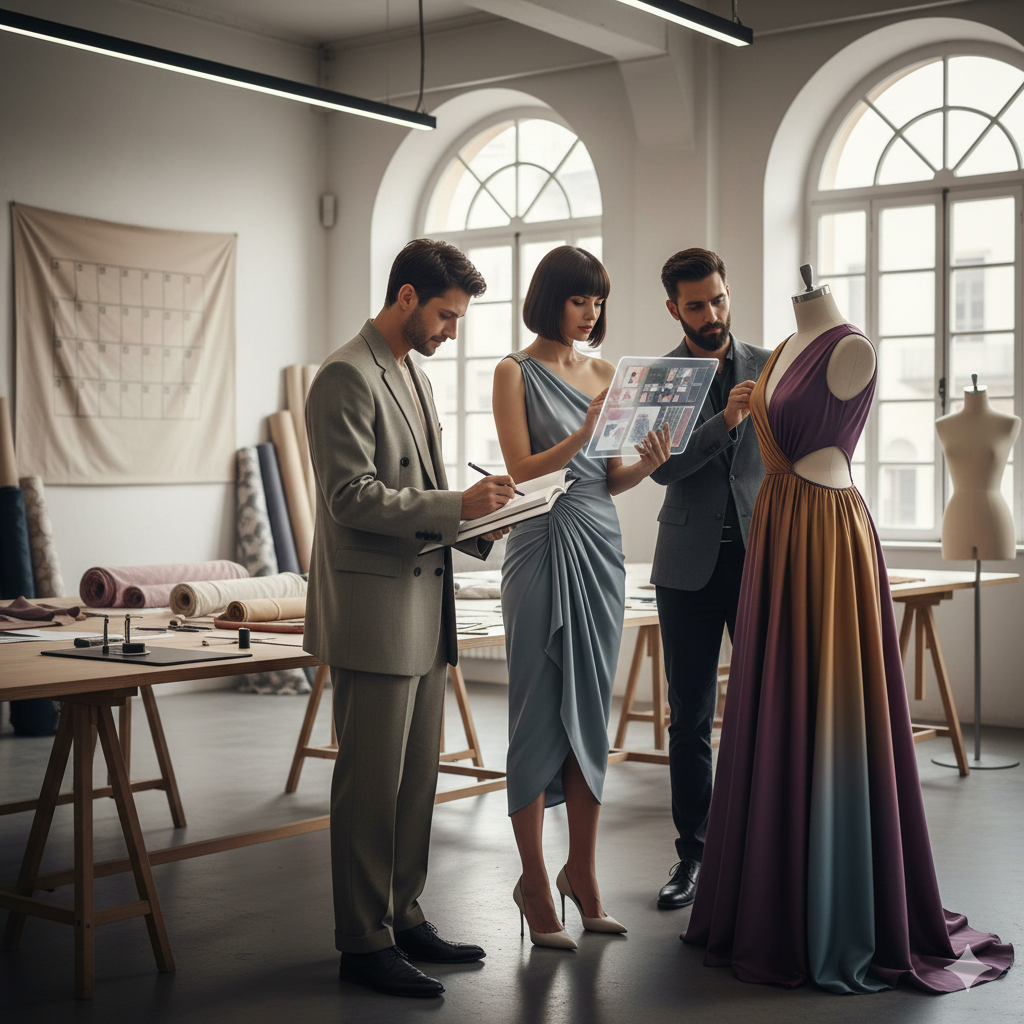 Dettaglio di abito haute couture con ricami raffinati